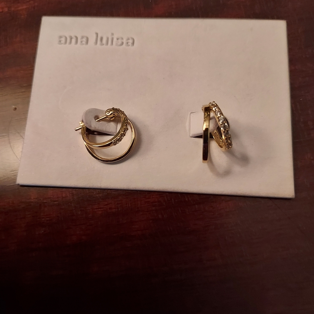 Gold Plated with CZ Huggies Earrings